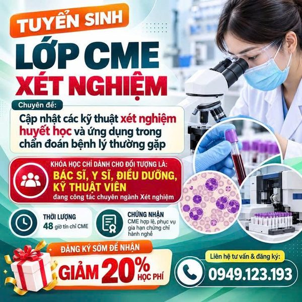 Poster tuyển sinh: Cập nhật các kỹ thuật xét nghiệm huyết học và ứng dụng trong chẩn đoán bệnh lý thường gặp